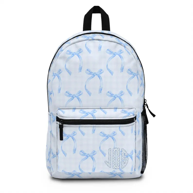 La Petit Bleu  🎀 Personalized Coquette Monogram Backpack