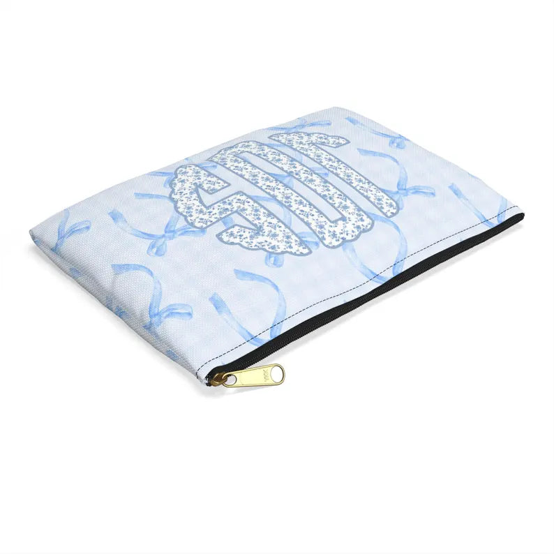 La Petit Bleu  🎀 Personalized Coquette Monogram Pencil or Skincare Pouch