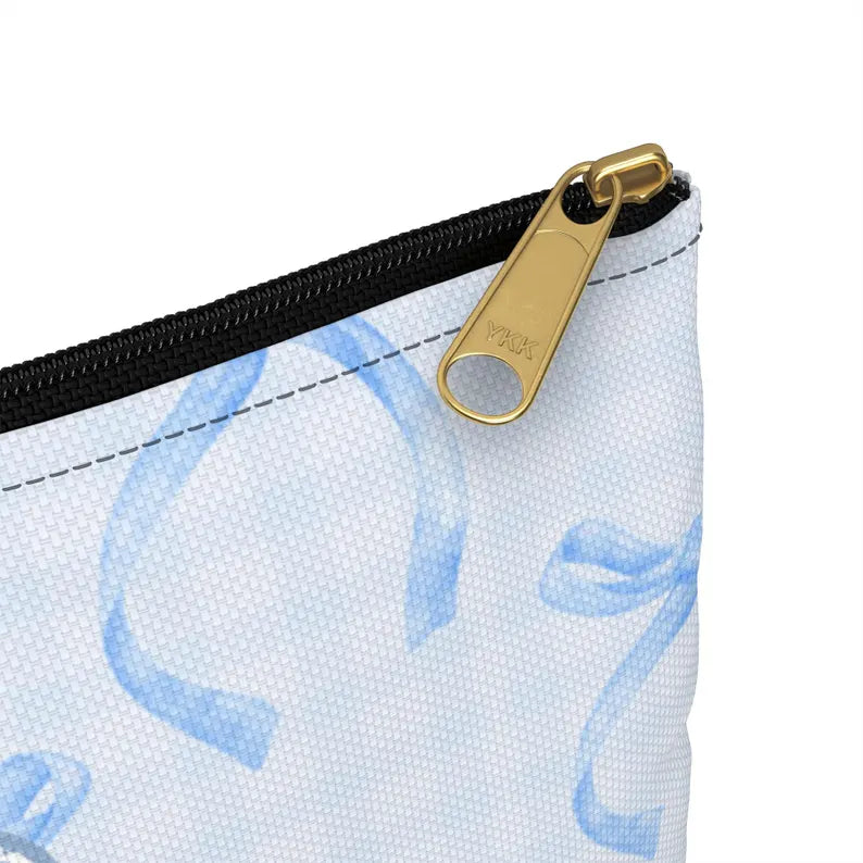 La Petit Bleu  🎀 Personalized Coquette Monogram Pencil or Skincare Pouch