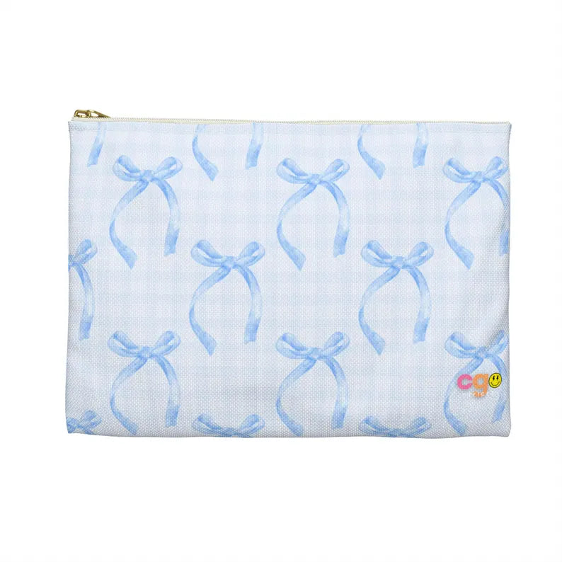 La Petit Bleu  🎀 Personalized Coquette Monogram Pencil or Skincare Pouch