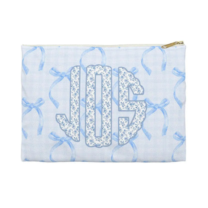 La Petit Bleu  🎀 Personalized Coquette Monogram Pencil or Skincare Pouch