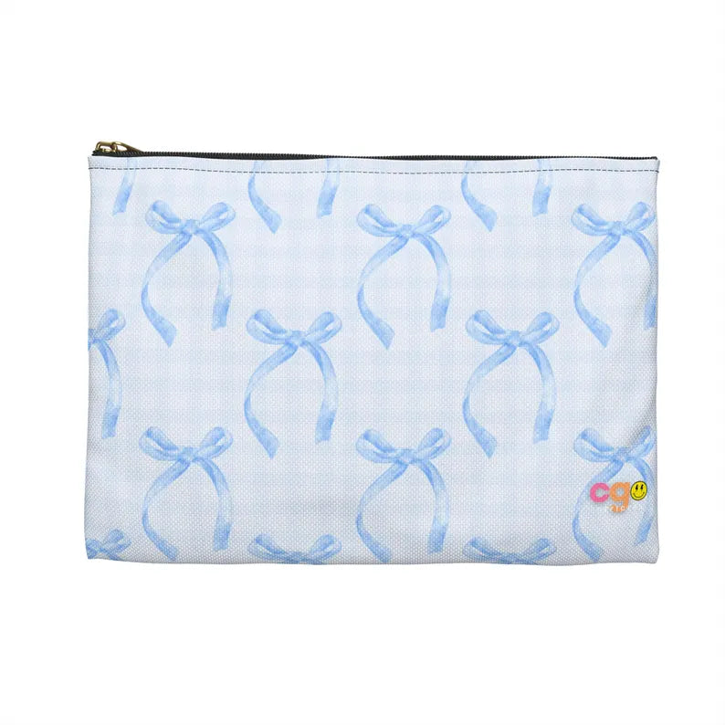 La Petit Bleu  🎀 Personalized Coquette Monogram Pencil or Skincare Pouch