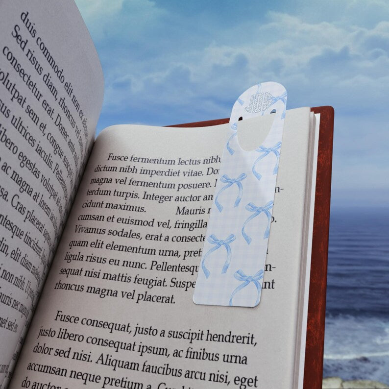 La Petit Bleu  🎀 Personalized Coquette Monogram Bookmark