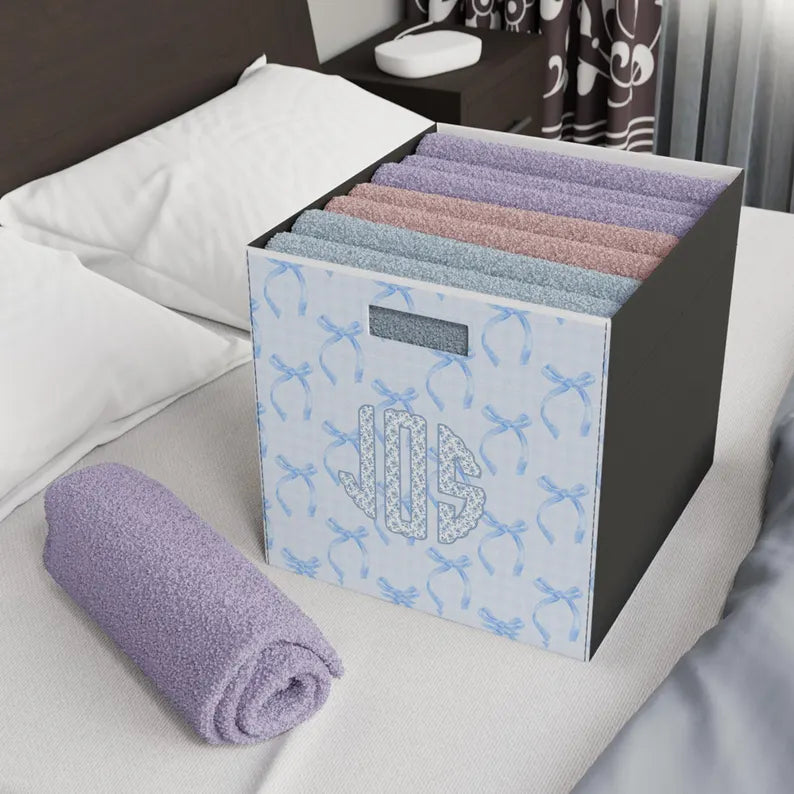 La Petit Bleu  🎀 Personalized Coquette Monogram Storage Box