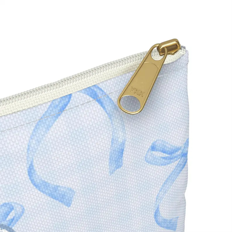 La Petit Bleu  🎀 Personalized Coquette Monogram Pencil or Skincare Pouch