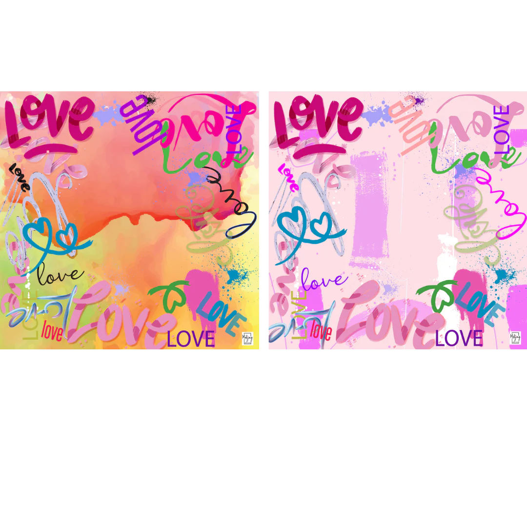 Double-sided Mahjong mat with Love Graffiti design