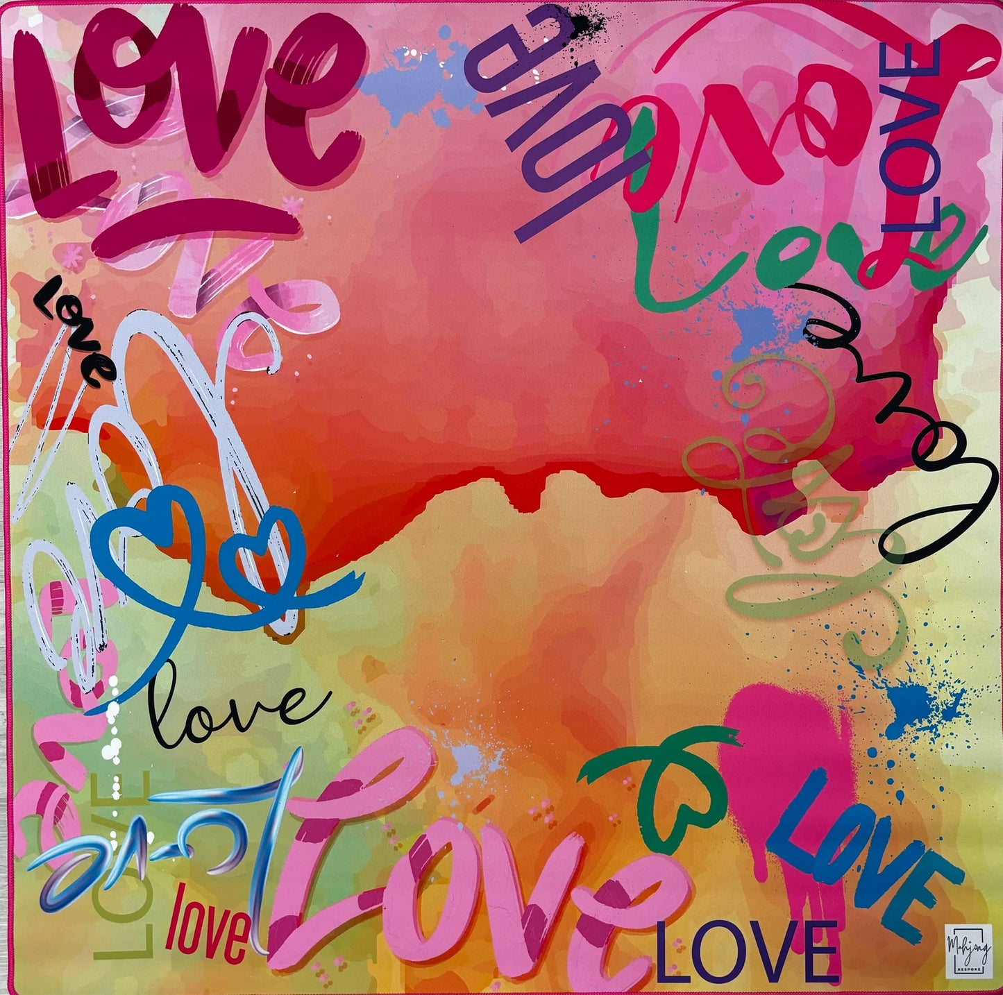 Love Graffiti Mahjong mat with reversible artwork