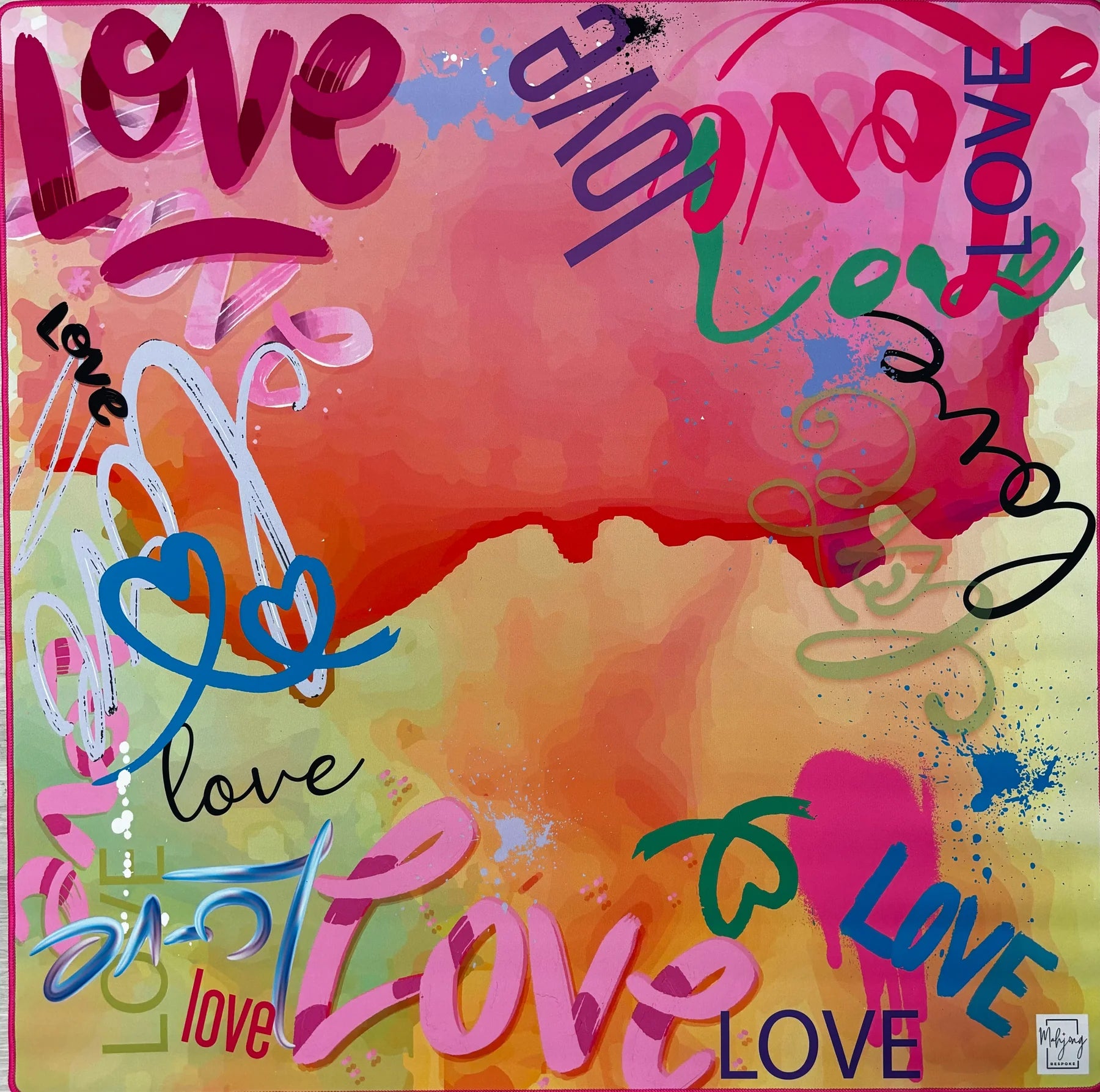 Love Graffiti Mahjong mat with reversible artwork