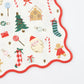 Christmas napkins with gold foil details, red wavy border, and 3-ply paper for durability.