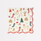 Christmas napkins with gold foil details, red wavy border, and 3-ply paper for durability.