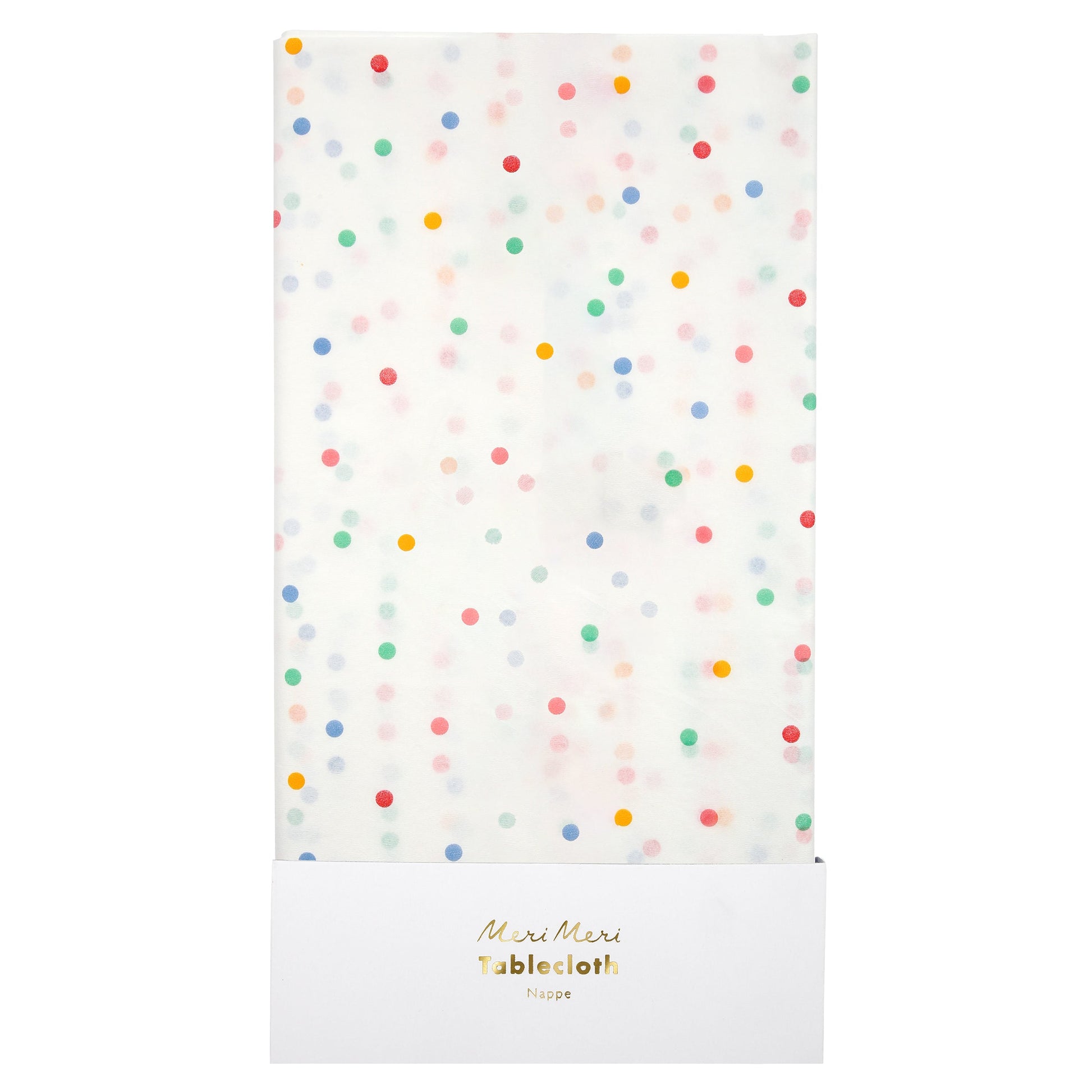 Polka dot tablecloth 102x54 inches, vibrant decor for parties, indoor/outdoor events, easy setup.