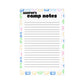 Customizable 7-Piece Postcard Set for Campers, featuring bright white matte finish and craft paper envelopes. Perfect for sending home memories from camp in either portrait or landscape format.
