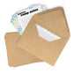 Customizable 7-Piece Postcard Set for Campers, featuring bright white matte finish and craft paper envelopes. Perfect for sending home memories from camp in either portrait or landscape format.