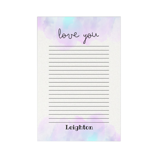 Custom camper-themed stationery set featuring 7 flat note cards printed on premium smooth white cardstock, paired with craft brown envelopes. Personalize with your name for a unique touch. Perfect for personalized notes or as a thoughtful gift.