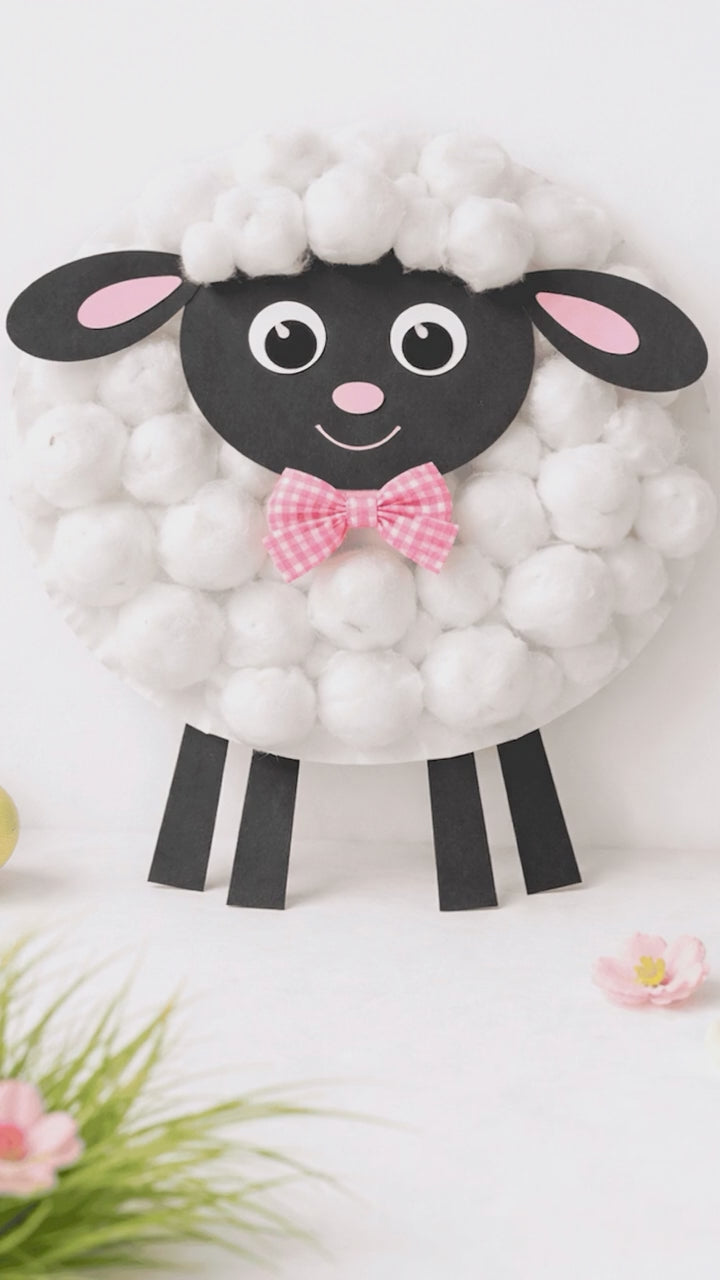 Easter classroom lamb art with fluffy accents