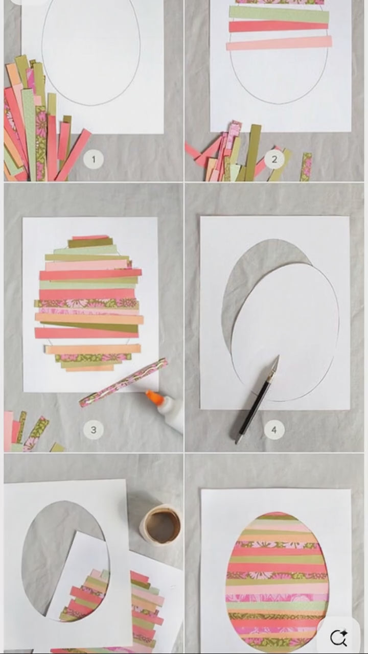 Classroom Easter craft with colorful paper strips