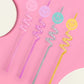 Smiley Face Twirly Straws – 16-Pack Reusable Straws with Acrylic Charms! 