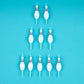 Pack of 10 bowling pin candles, 3D molded wax, 3-inch height, perfect for bowling parties