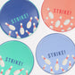 Bowling paper plates, pack of 8 in 4 colors, gold foil, 10.5" round, retro party essential
