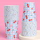 Blue Gingham Cherry Cups – Cute & Fun Disposable Party Cups for Any Occasion! 
