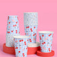 Juicy Cherry Party Cups – 24-Pack of Blue Gingham Disposable Cups for Festive Fun!