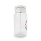 Personalized Tritan water bottle with 'Dancing is my Superpower' design, featuring a biodegradable construction and available in two sizes. Equipped with a grey spill-resistant lid and clear mouthpiece, this BPA-free bottle is perfect for dance parties and eco-conscious hydration.