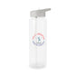 Personalized Tritan water bottle with 'Dancing is my Superpower' design, featuring a biodegradable construction and available in two sizes. Equipped with a grey spill-resistant lid and clear mouthpiece, this BPA-free bottle is perfect for dance parties and eco-conscious hydration.