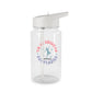 Personalized Tritan water bottle with 'Dancing is my Superpower' design, featuring a biodegradable construction and available in two sizes. Equipped with a grey spill-resistant lid and clear mouthpiece, this BPA-free bottle is perfect for dance parties and eco-conscious hydration.