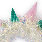 Colorful Christmas Tree Holiday Headband with glitter, felt trees, and tinsel. Festive, one-size-fits-most head bopper for holiday parties and celebrations.