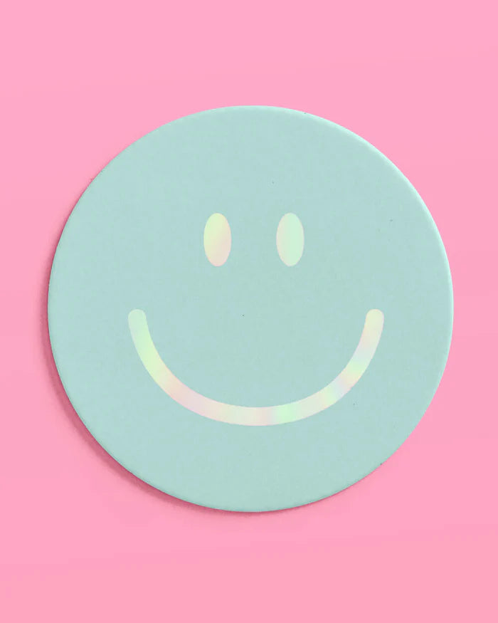 Smiley Face Drink Coasters – Thick Paper with Iridescent Foil for Extra Sparkle!