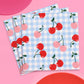 Cherry Cocktail Napkins – 25-Pack, Blue Gingham with Red & Pink Cherries
